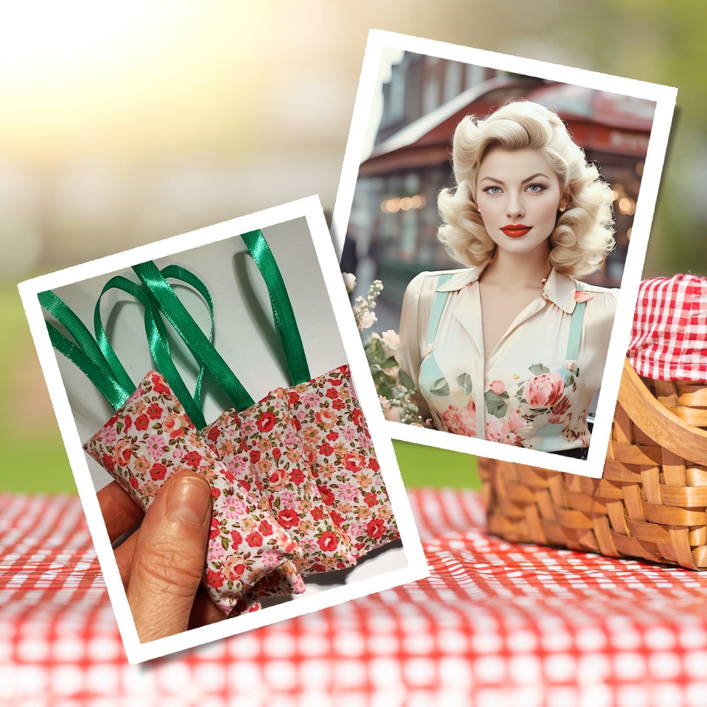 Scented Lavender Sachets , Ditsy Floral Fabric - Summer Picnic