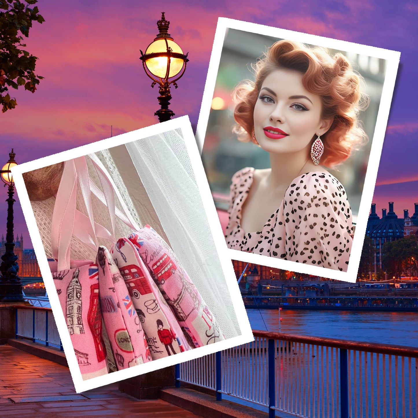 Aromatic Lavender Sachets in Pink London print - Sugar London