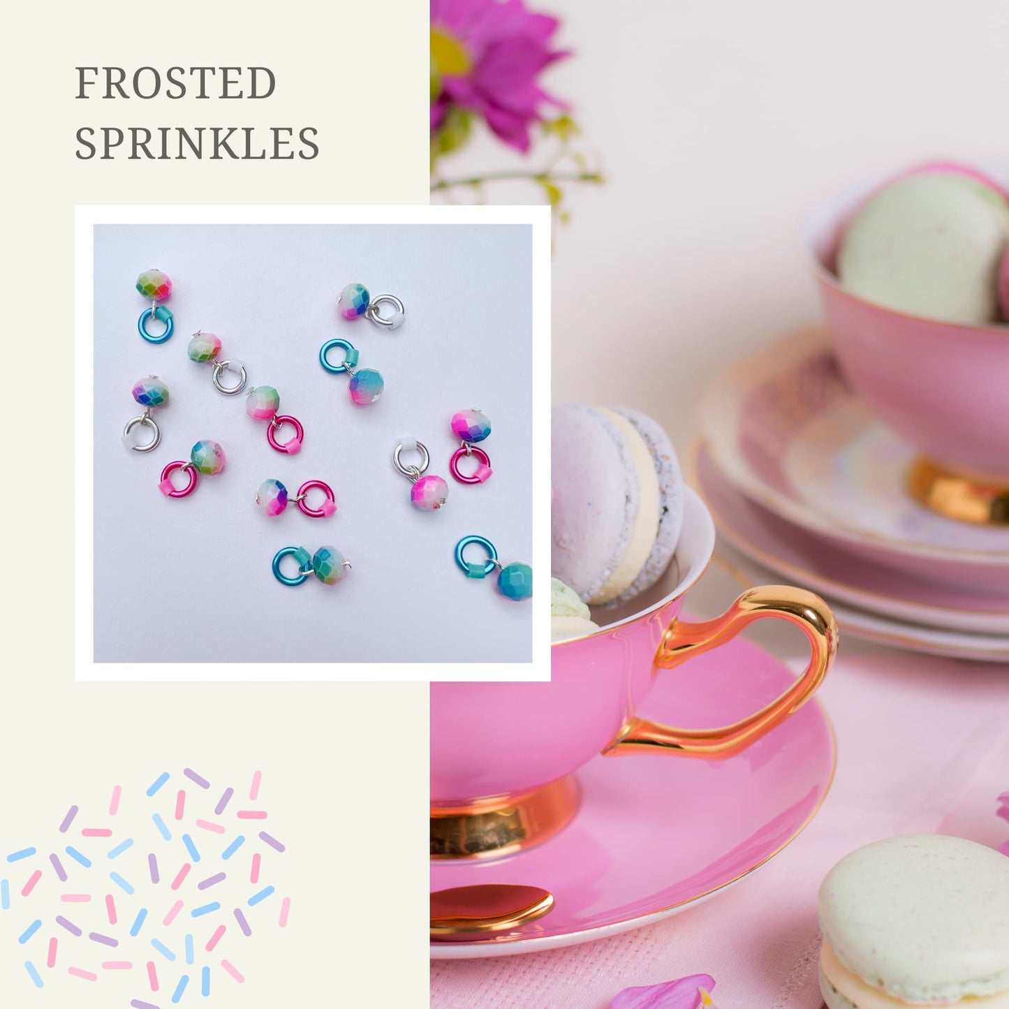 Stitch Markers for Snag Free Knitting, Pastel & Neon - Iced Macarons or Frosted Sprinkles