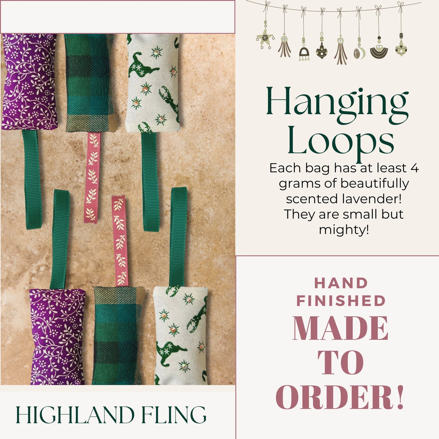 Christmas Scent sachet SET , lavender bags - Highland Fling