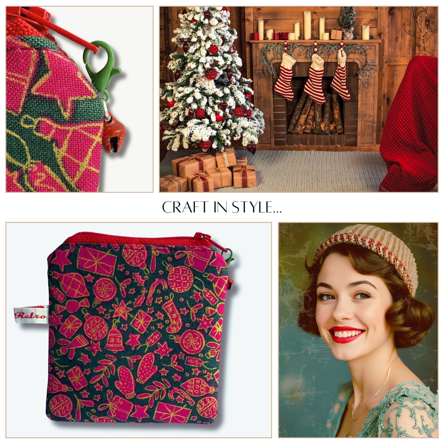 Limited Edition Liberty of London Christmas Fabric Mini Pouch for Knitters' Stitch Markers