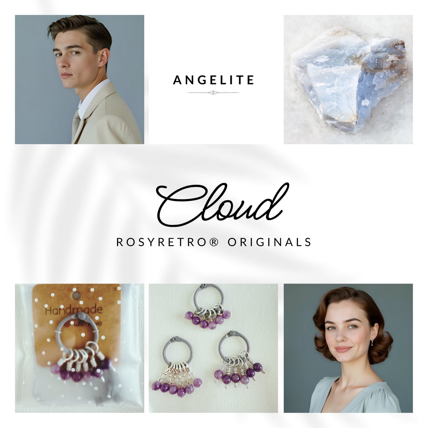 Angelite Stitch Markers - Cloud