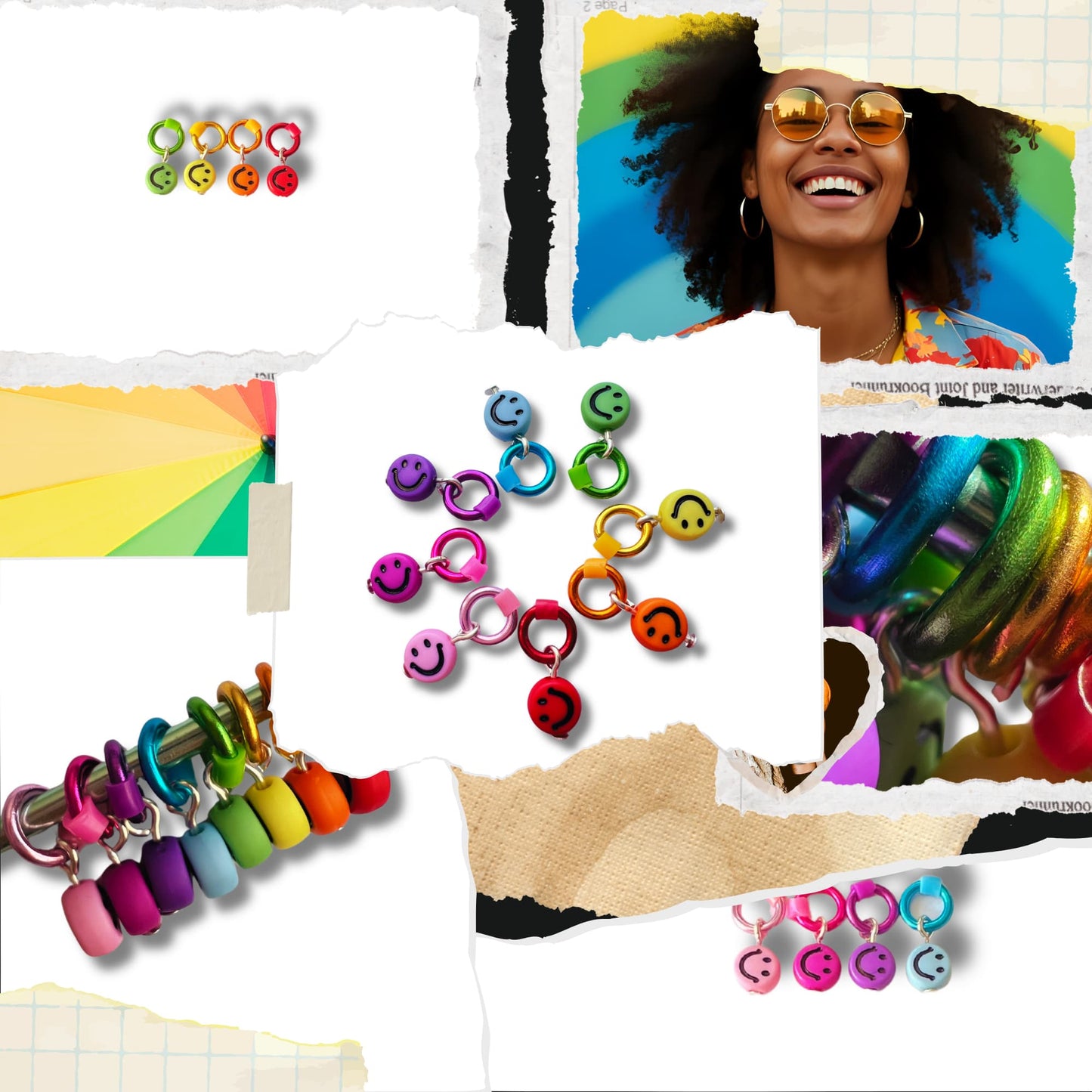 Rainbow Stitch Markers - Smiley Faces