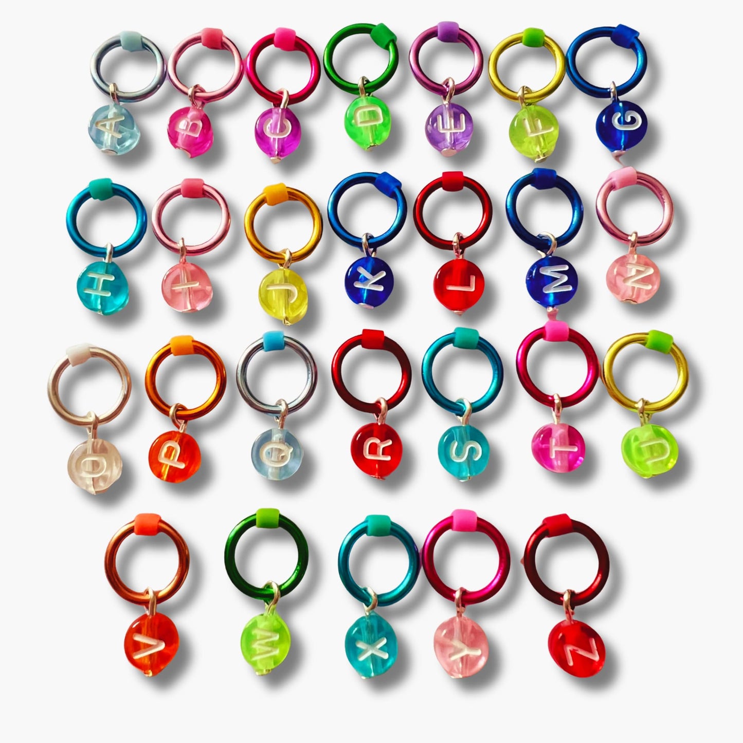 Alphabet Stitch Marker Set for Knitting -Jelly Brights