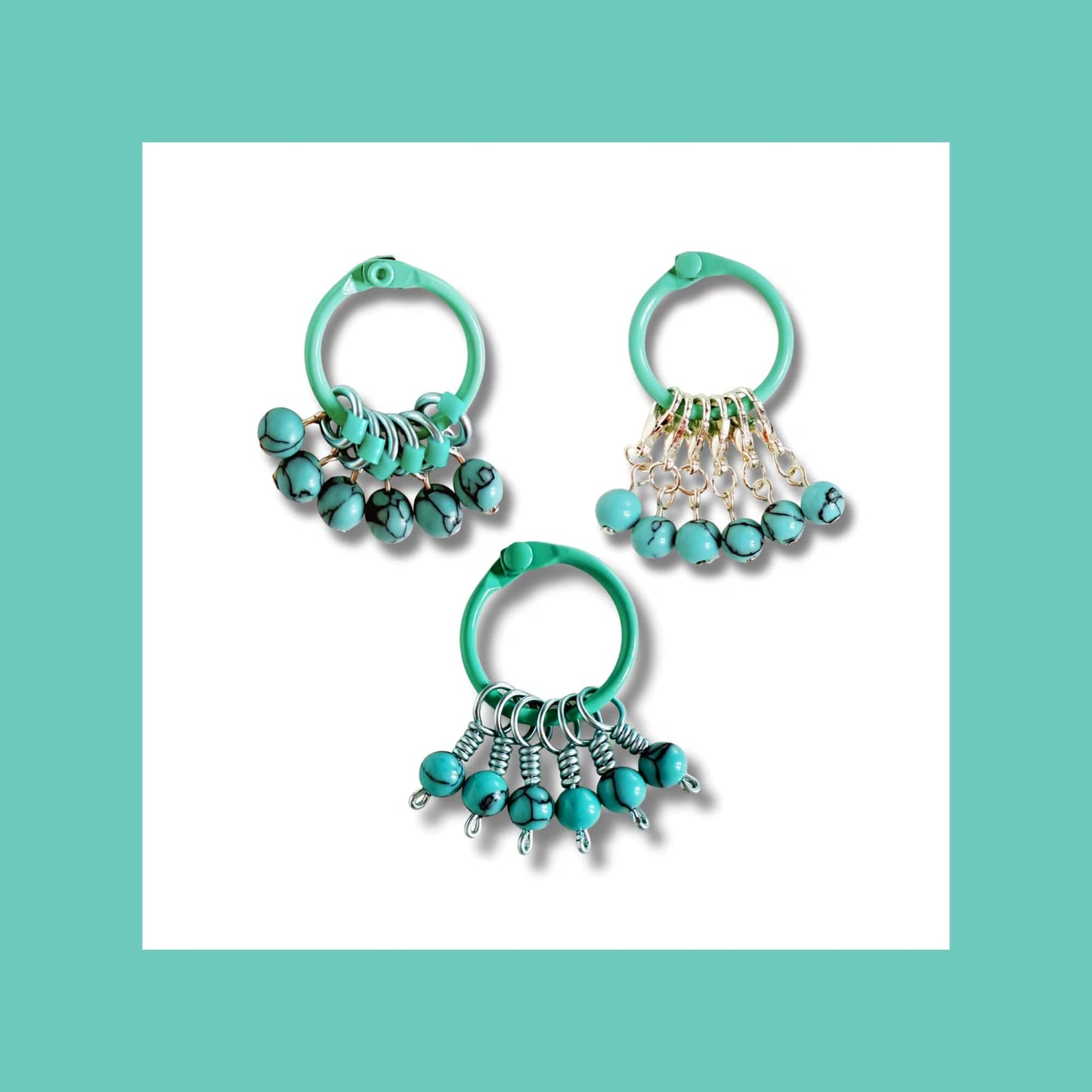 Turquoise Stitch Markers - Pool
