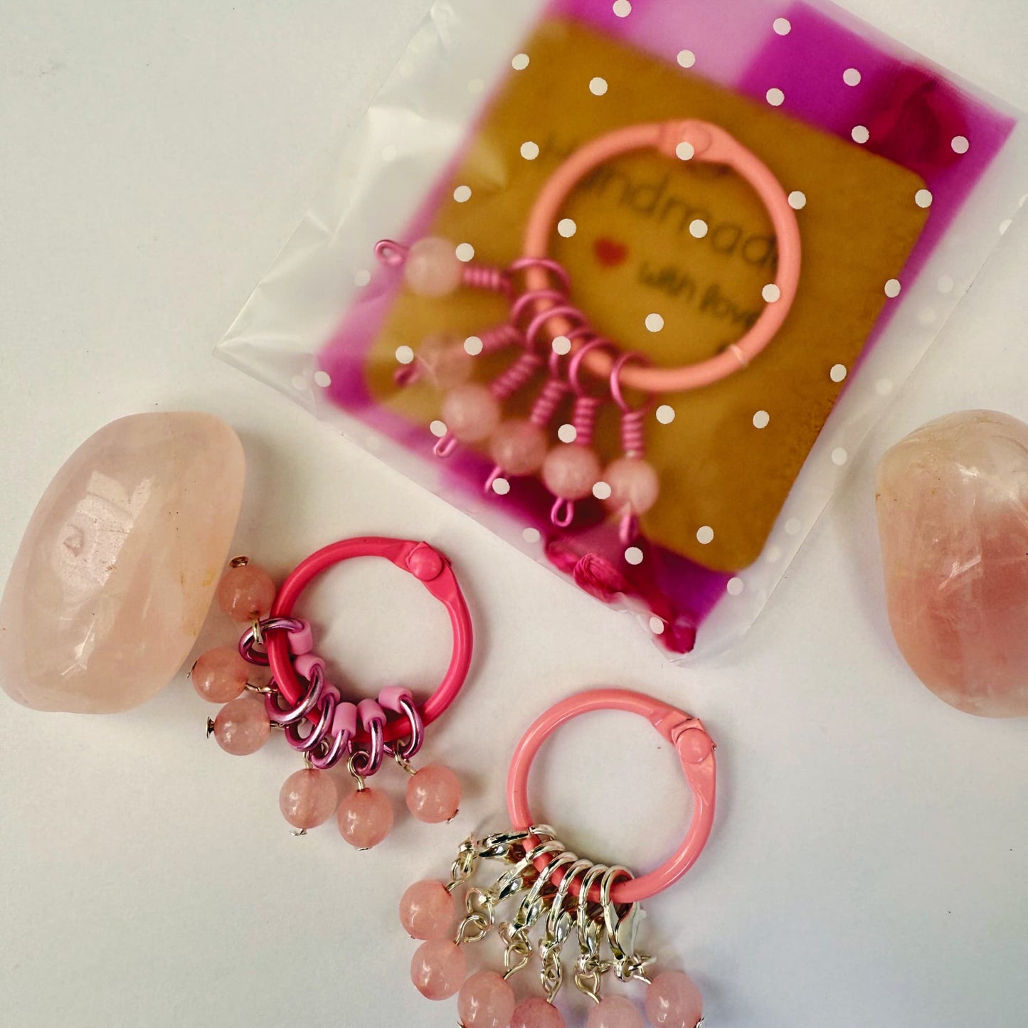 Rose Quartz Stitch Markers - Blush