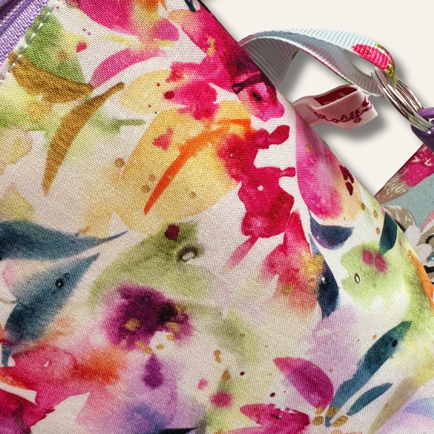 Knitting project bag with zipper - Watercolour Flowers