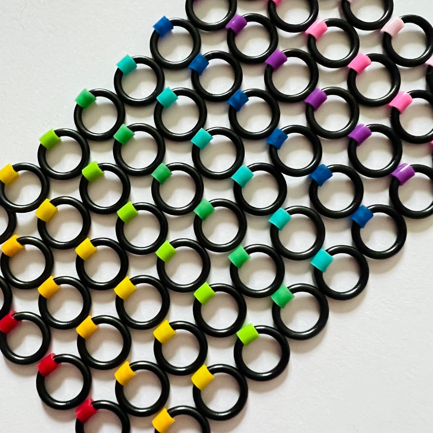 Rainbow Stitch Markers for Sock, Lace & Knitting - Black Rainbow
