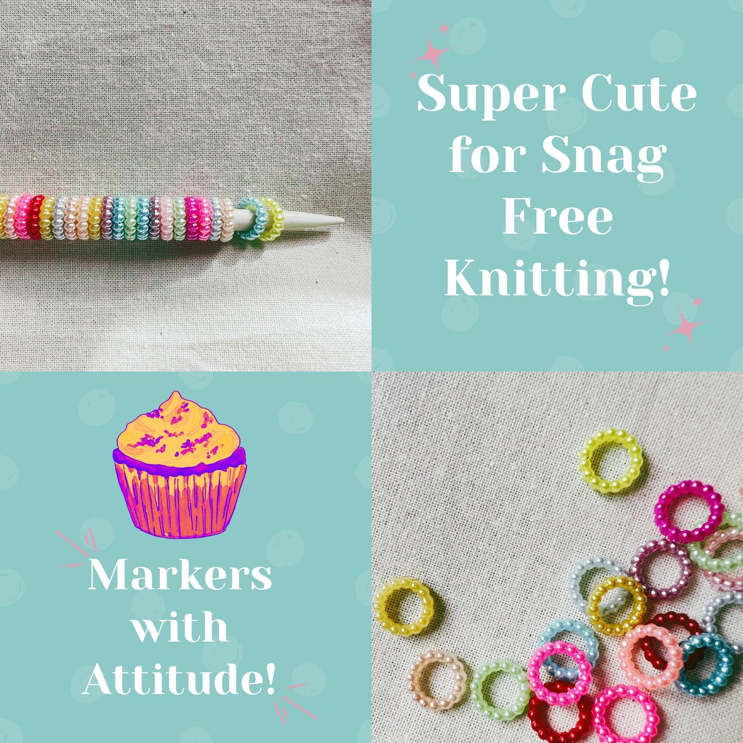 Pastel Stitch Markers for Knitting Snag-Free - Frosting Hoops