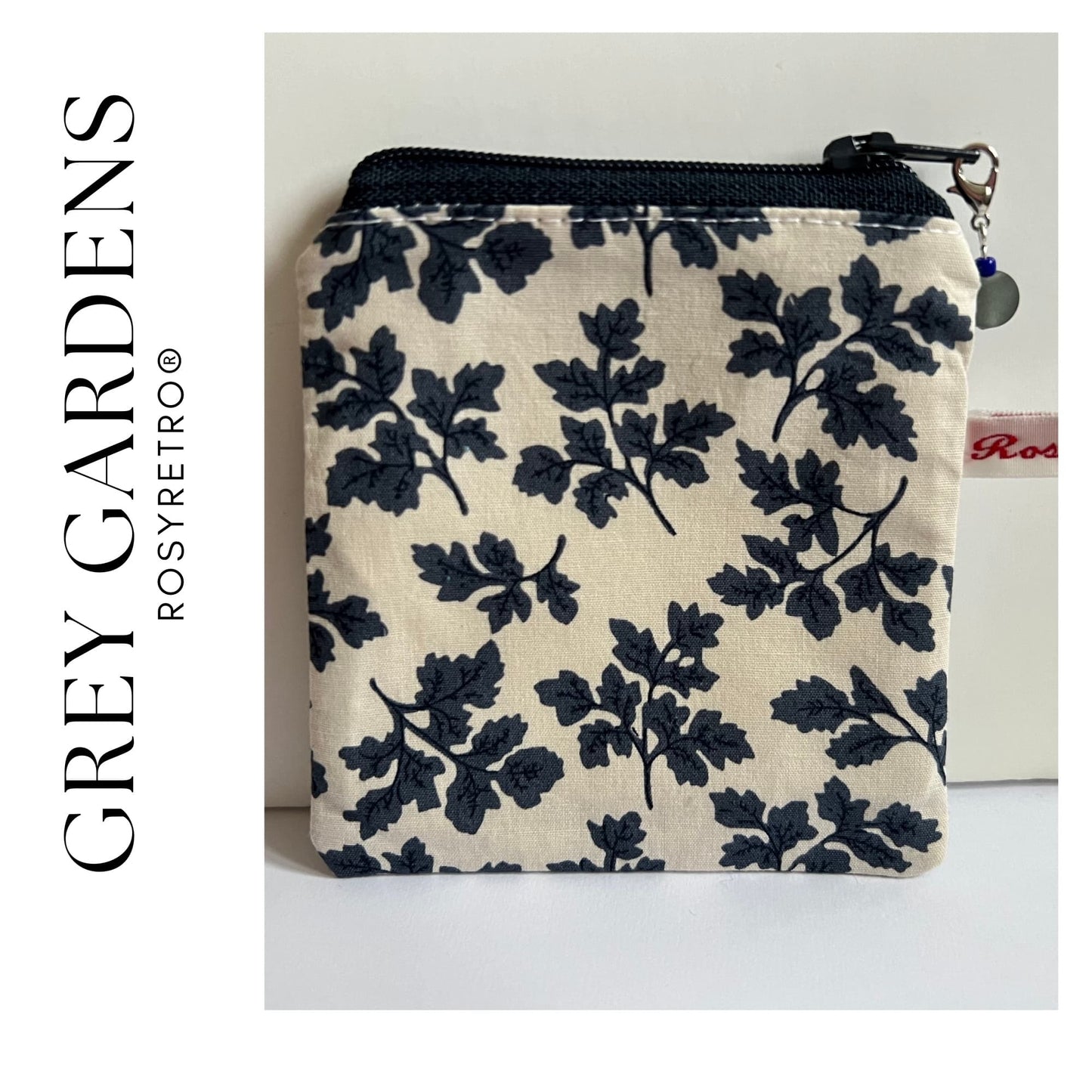 Navy and Cream Purse in 100% Cotton Limited Edition Print - Grey Gardens