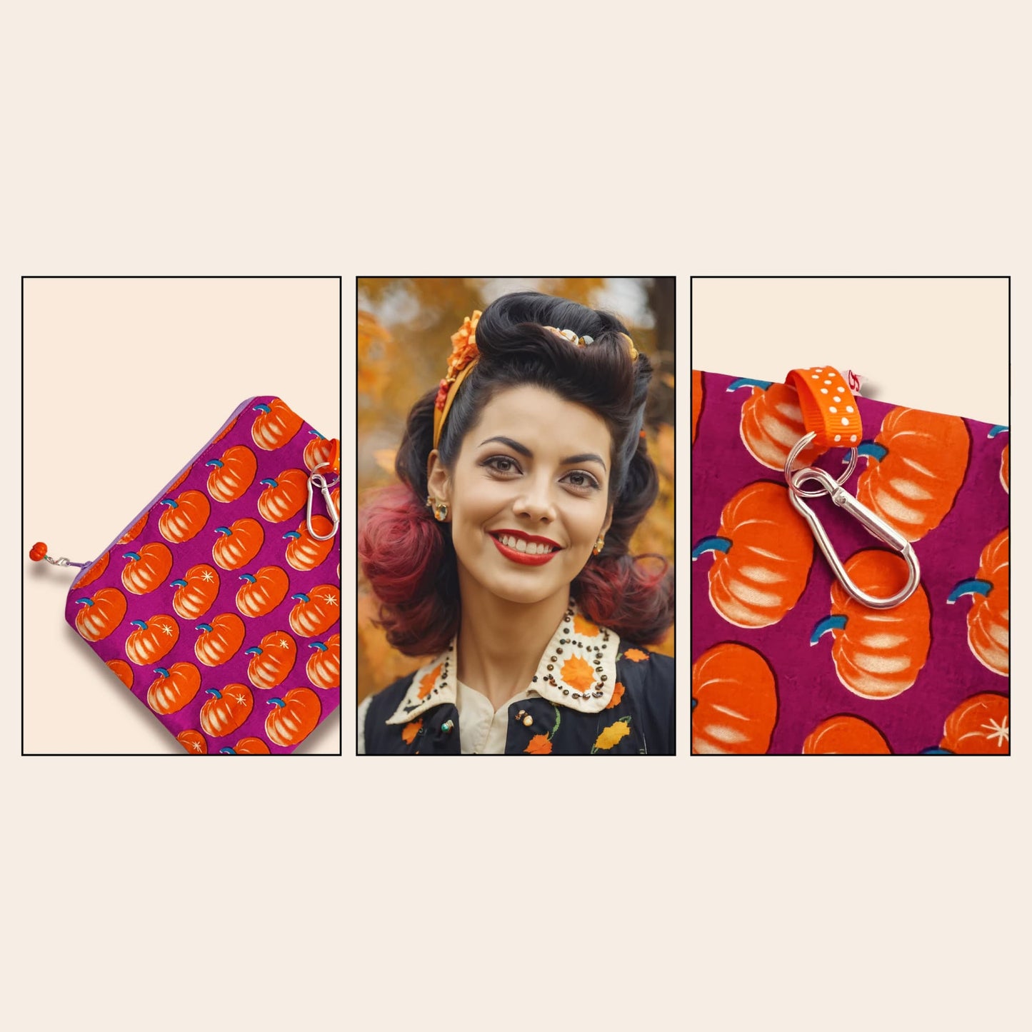 Pumpkin Project bag for Knitting and Crochet - Fabric by Ruby Star Society