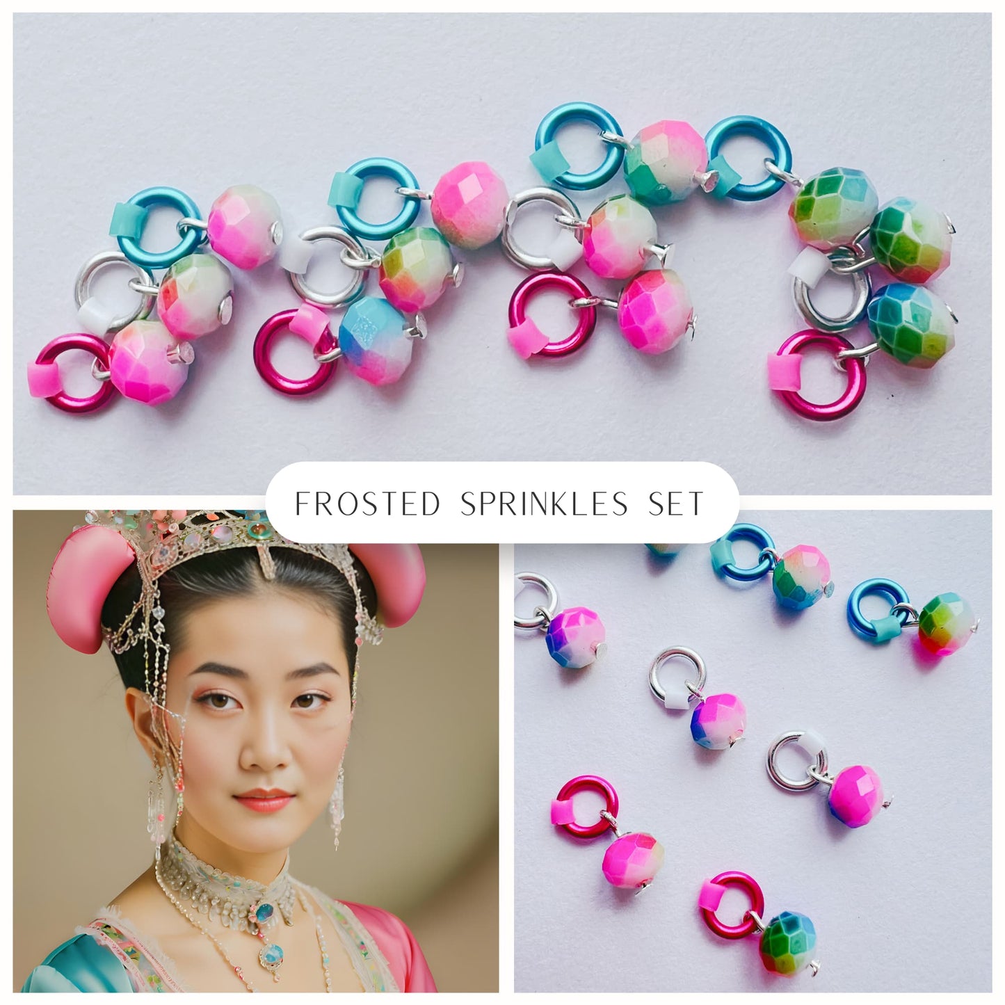 Stitch Markers for Snag Free Knitting, Pastel & Neon - Iced Macarons or Frosted Sprinkles