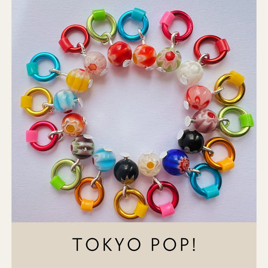 Millefiori Glass Knitting Stitch Markers  -Tokyo Pop!