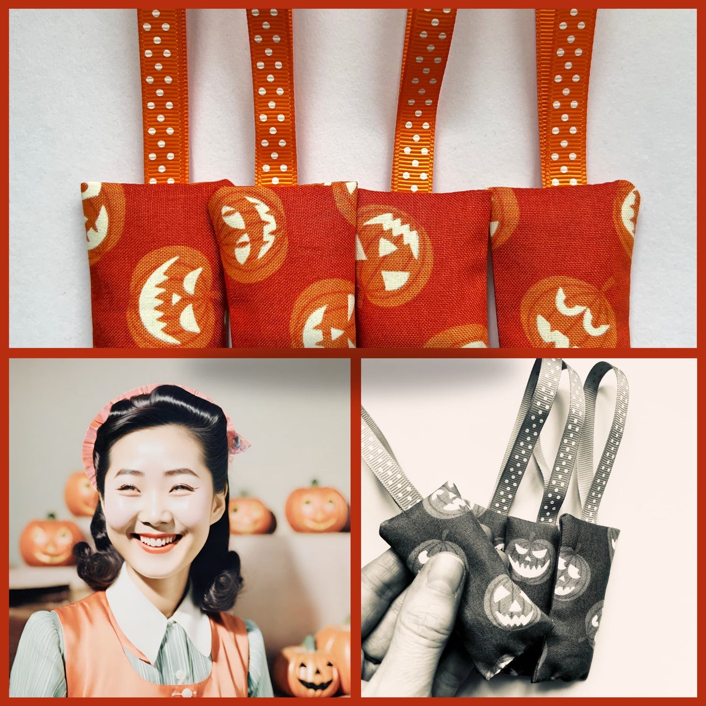 Halloween Gift, Lavender Sachets in Lewis & Irene Glow in the dark Pumpkin Fabric