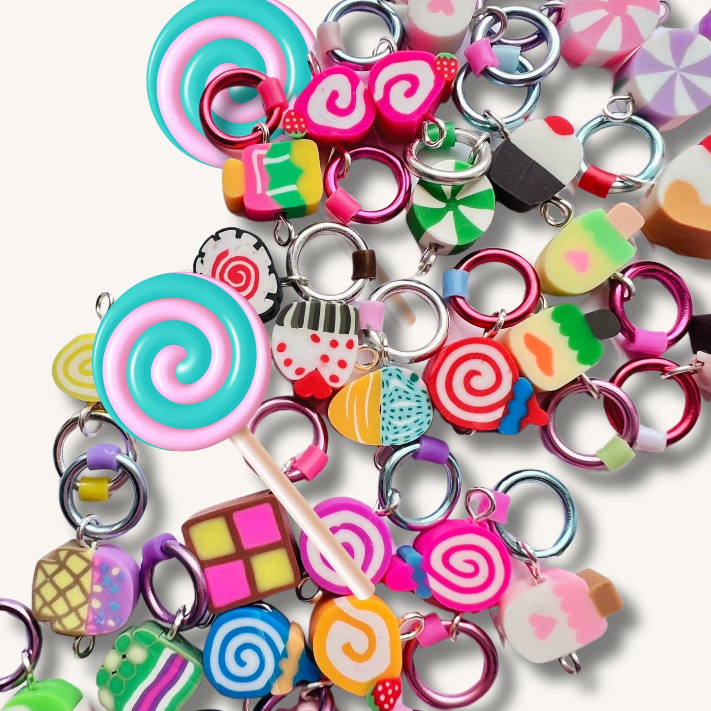 Candy Stitch Markers for Knitting, Snag-Free Knitting Rings - Candy Bag
