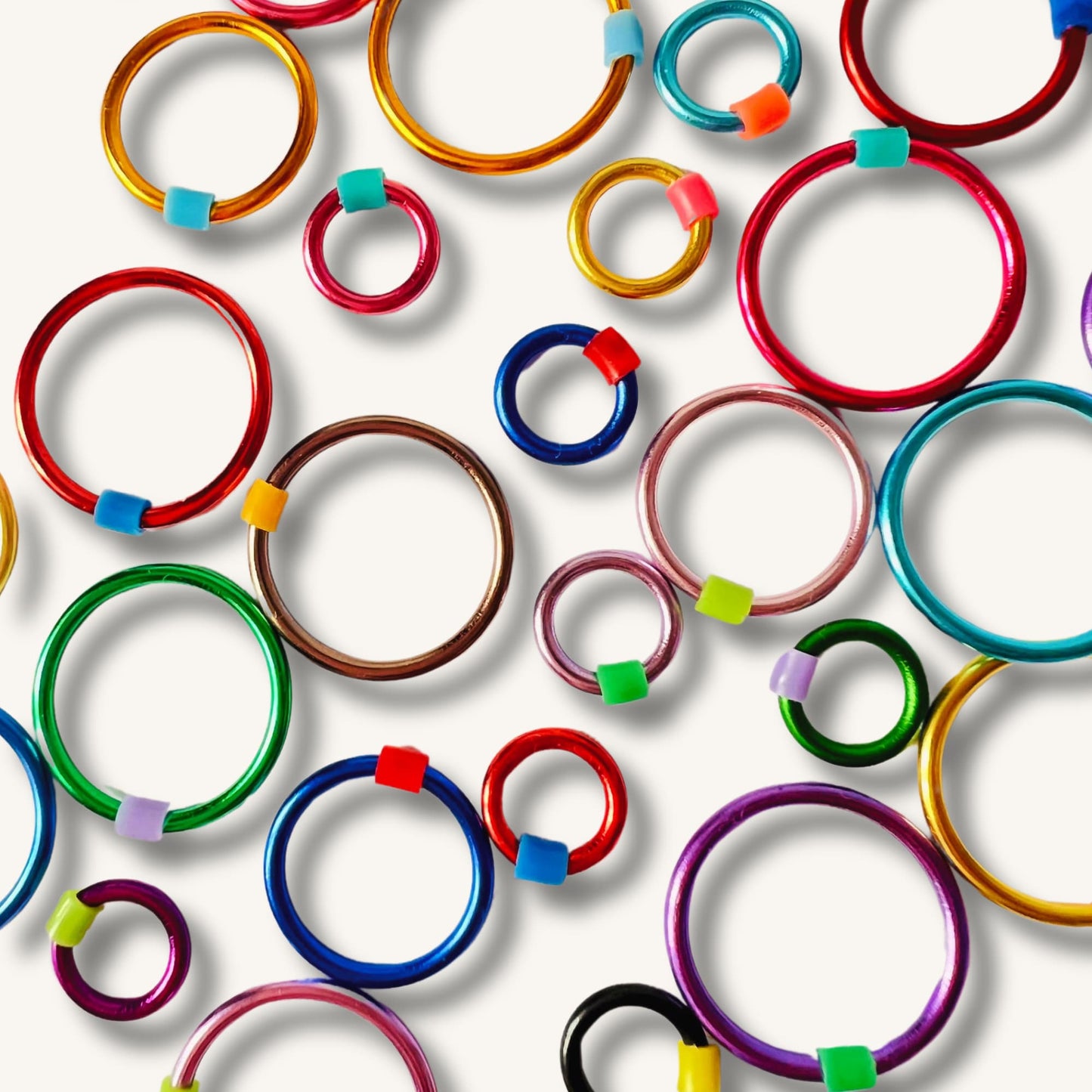 Rainbow Ring Stitch Markers for Knitting - Snag Free in 4 Sizes - Fairground