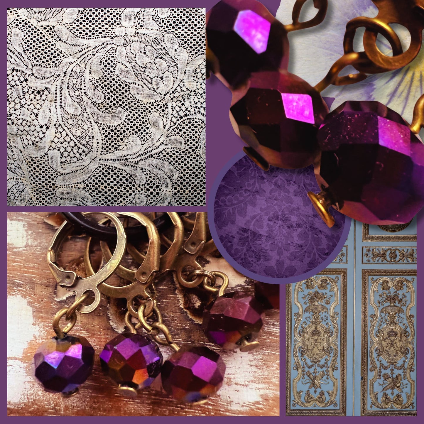 Purple Crystal Stitch Markers - Night Gems