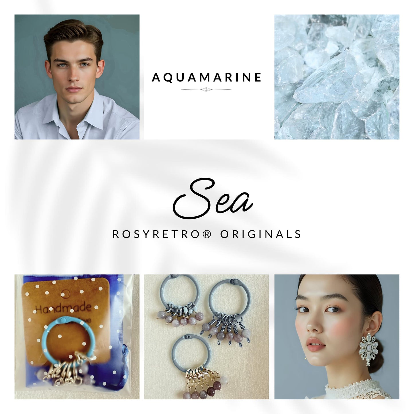 Aquamarine Stitch Markers - Sea