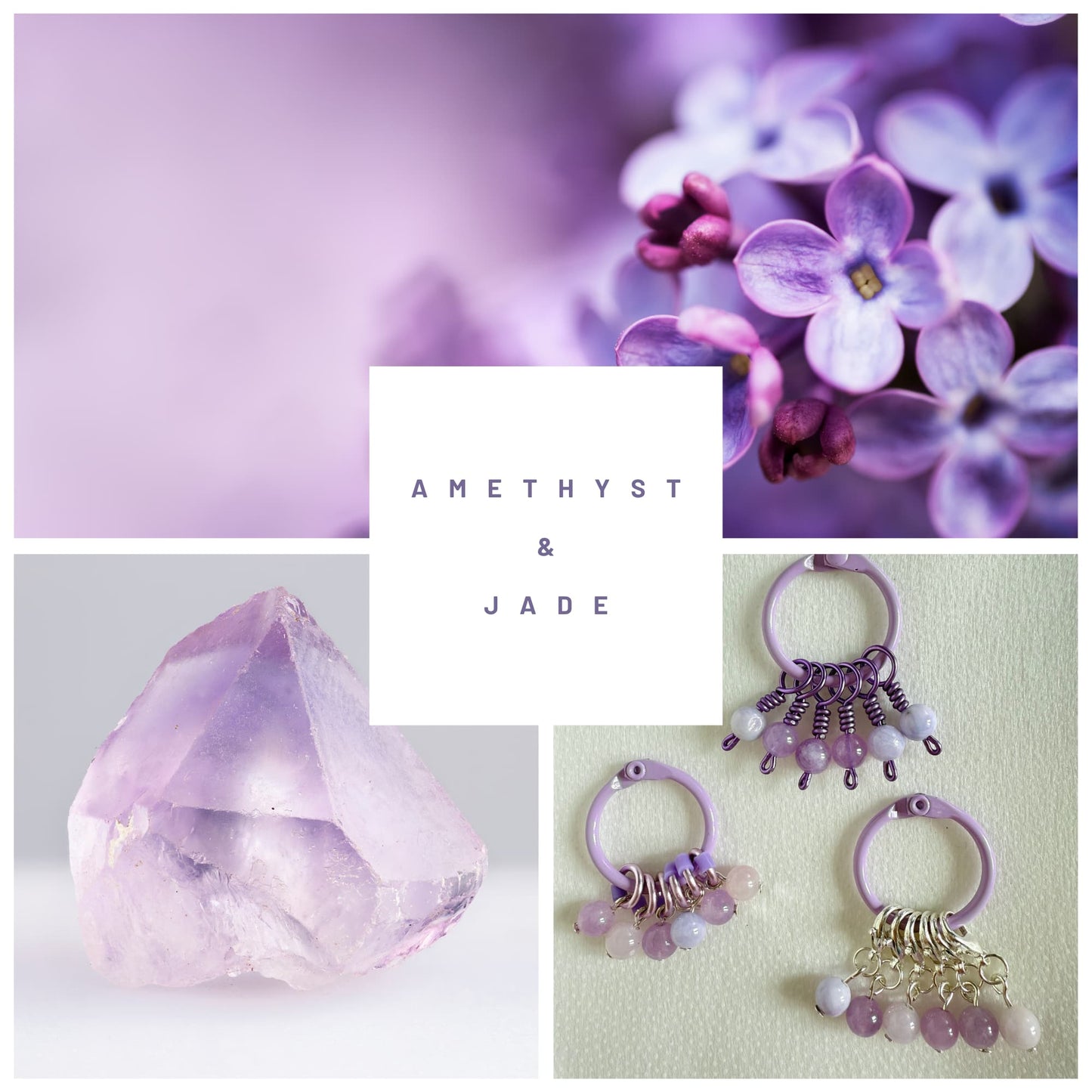 Amethyst and jade Stitch Markers - Lilac