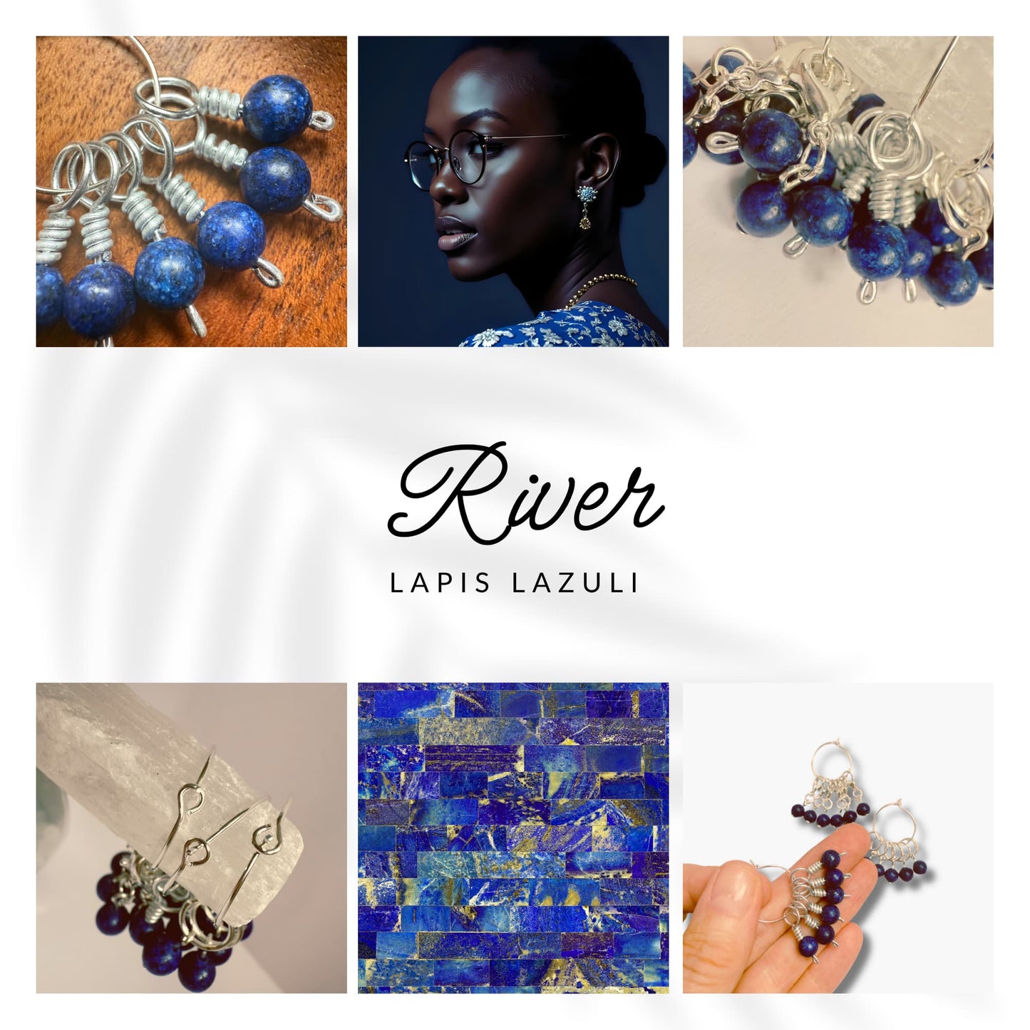 Lapis Lazuli Stitch Markers - River