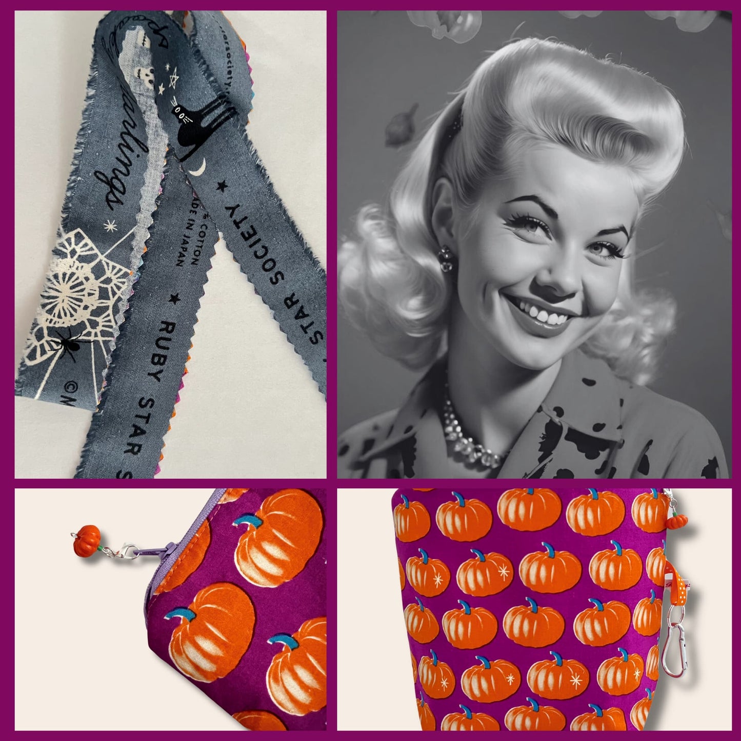 Pumpkin Project bag for Knitting and Crochet - Fabric by Ruby Star Society