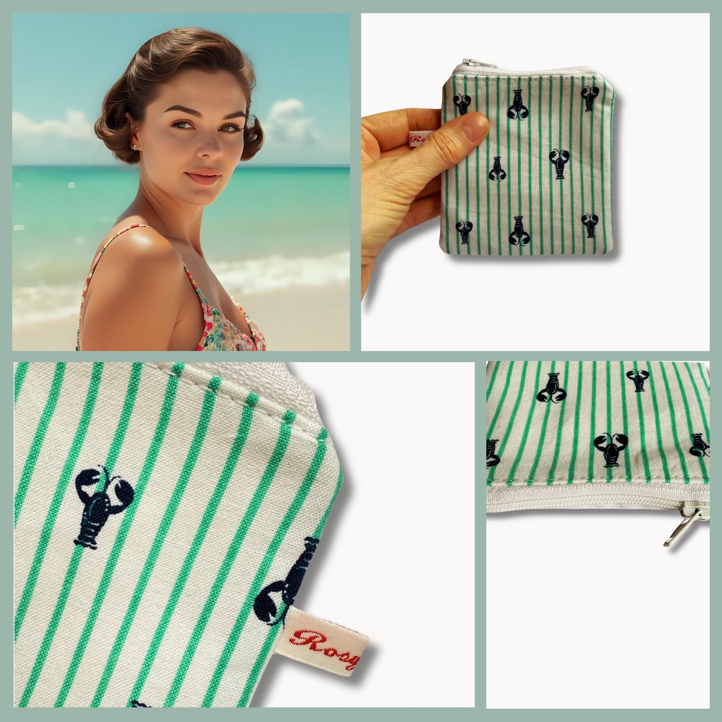 Striped Travel Purse for Stitch Markers - Seaside