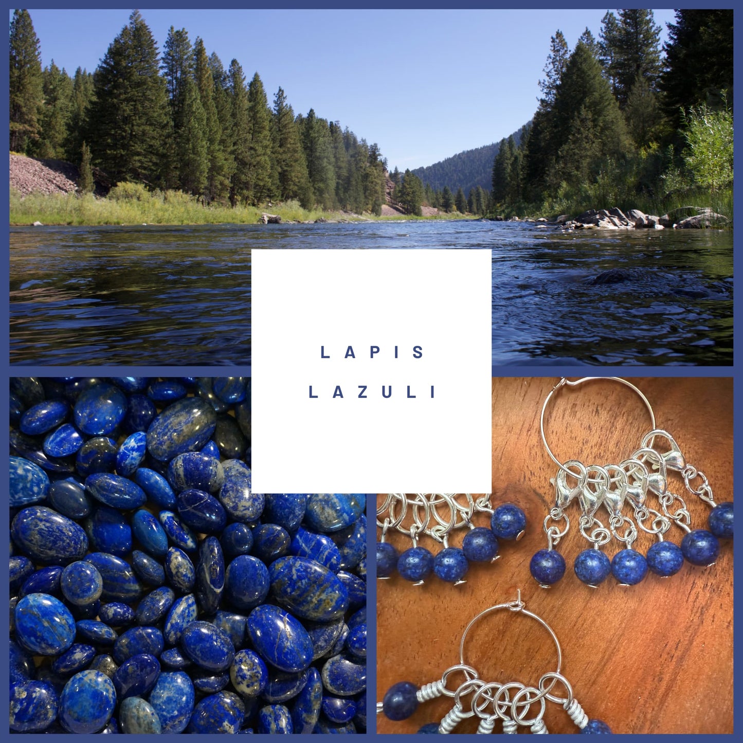 Lapis Lazuli Stitch Markers - River