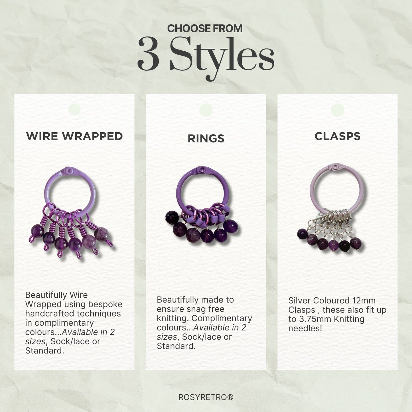 Amethyst Stitch Markers - Grape