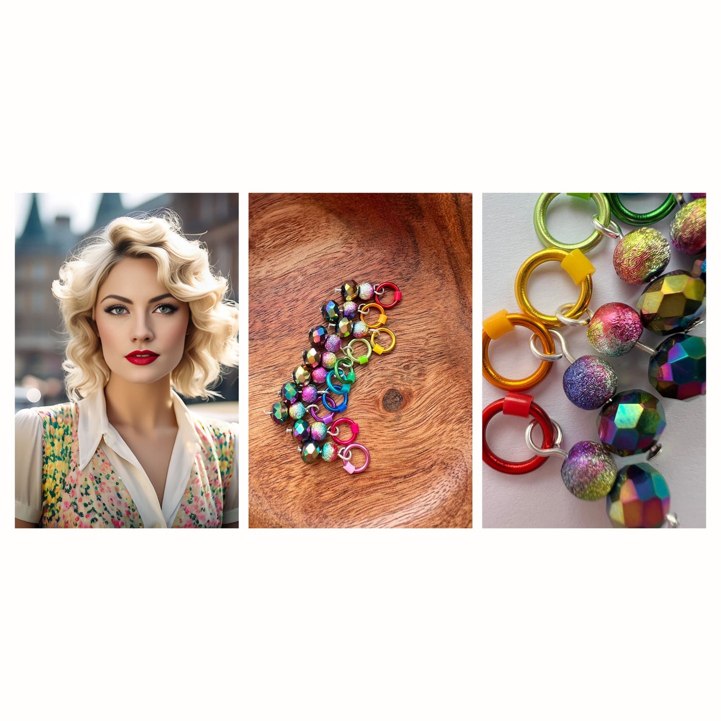 Rainbow Stitch Markers for Knitting - Festival of Colour