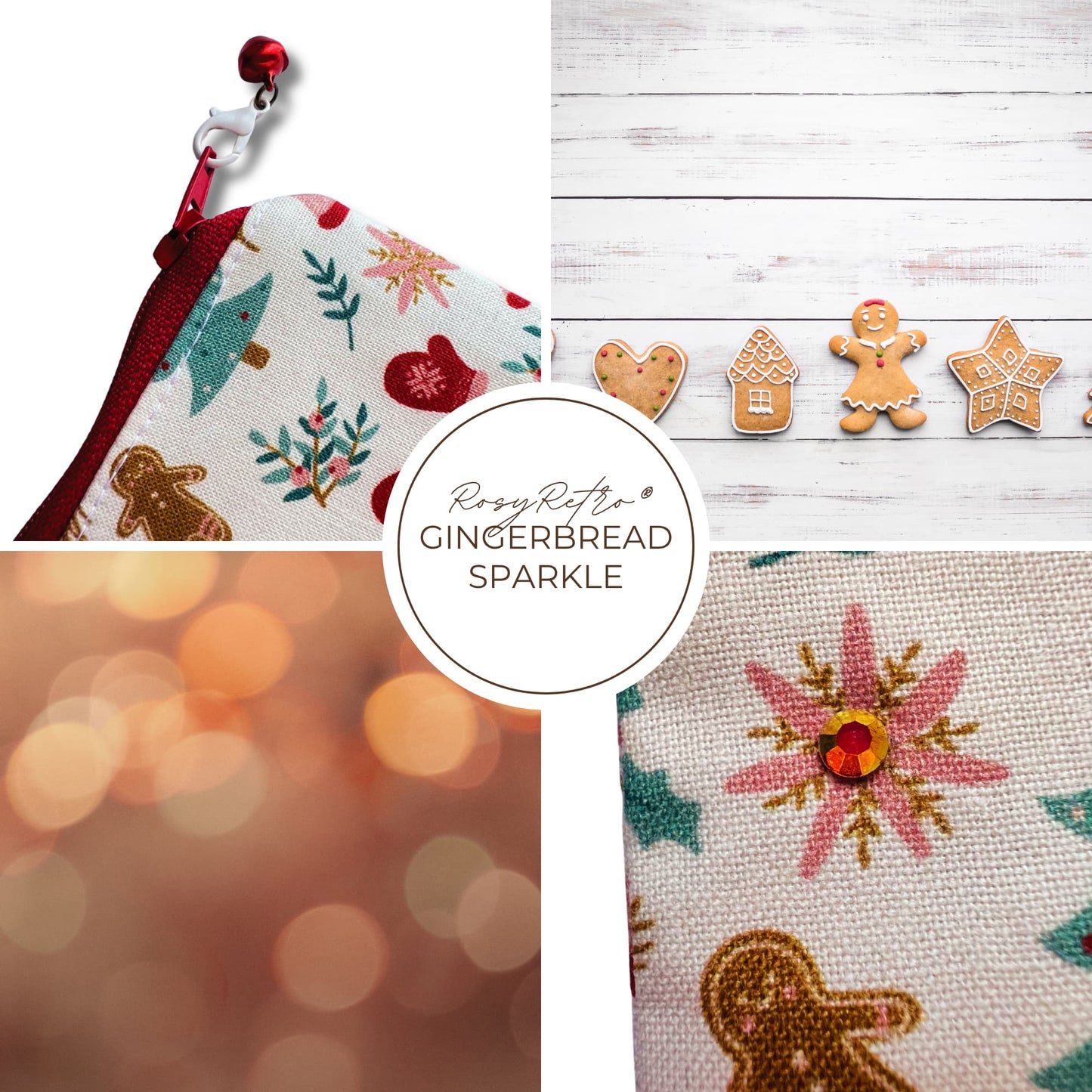 Christmas Knitting purse - Gingerbread Sparkle