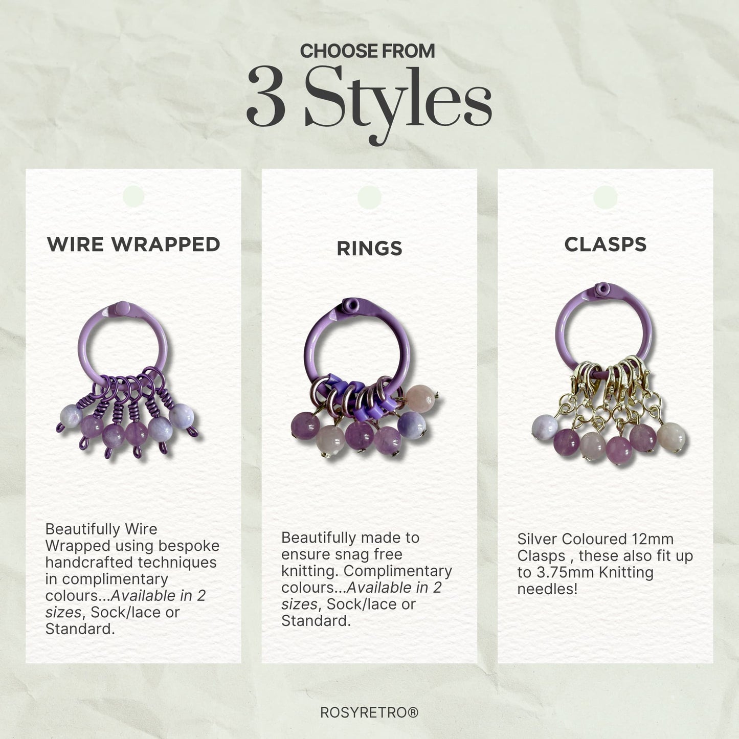 Amethyst and jade Stitch Markers - Lilac