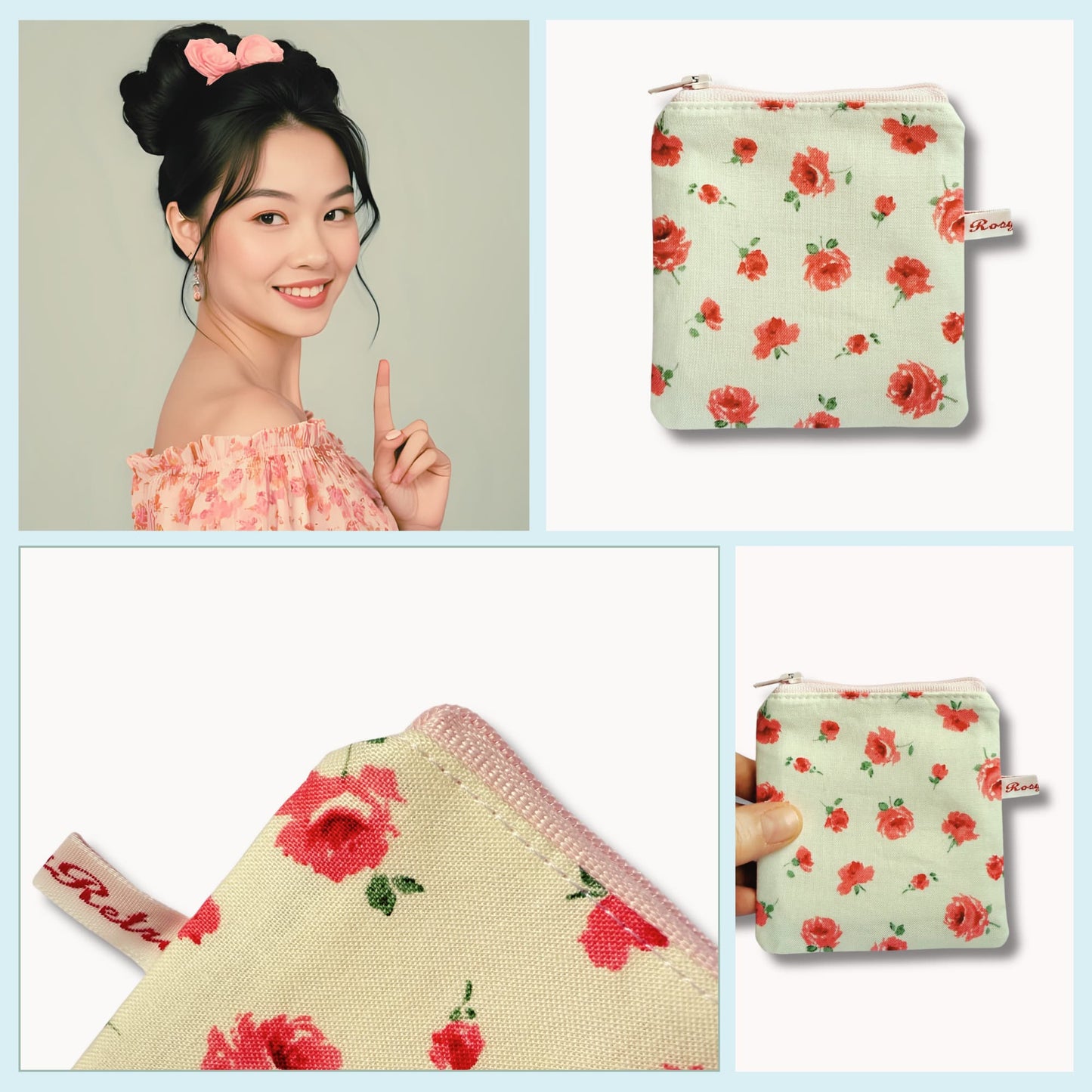 Liberty Fabric Mini Floral Rose Knitting Case for Portable Projects