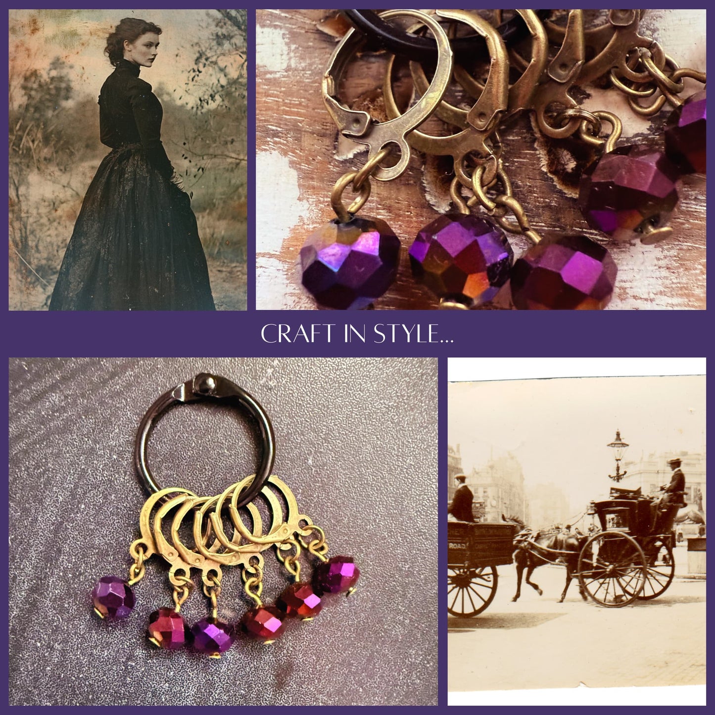 Purple Crystal Stitch Markers - Night Gems