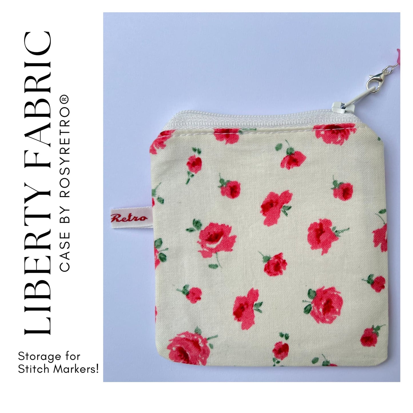 Liberty Fabric Mini Floral Rose Knitting Case for Portable Projects