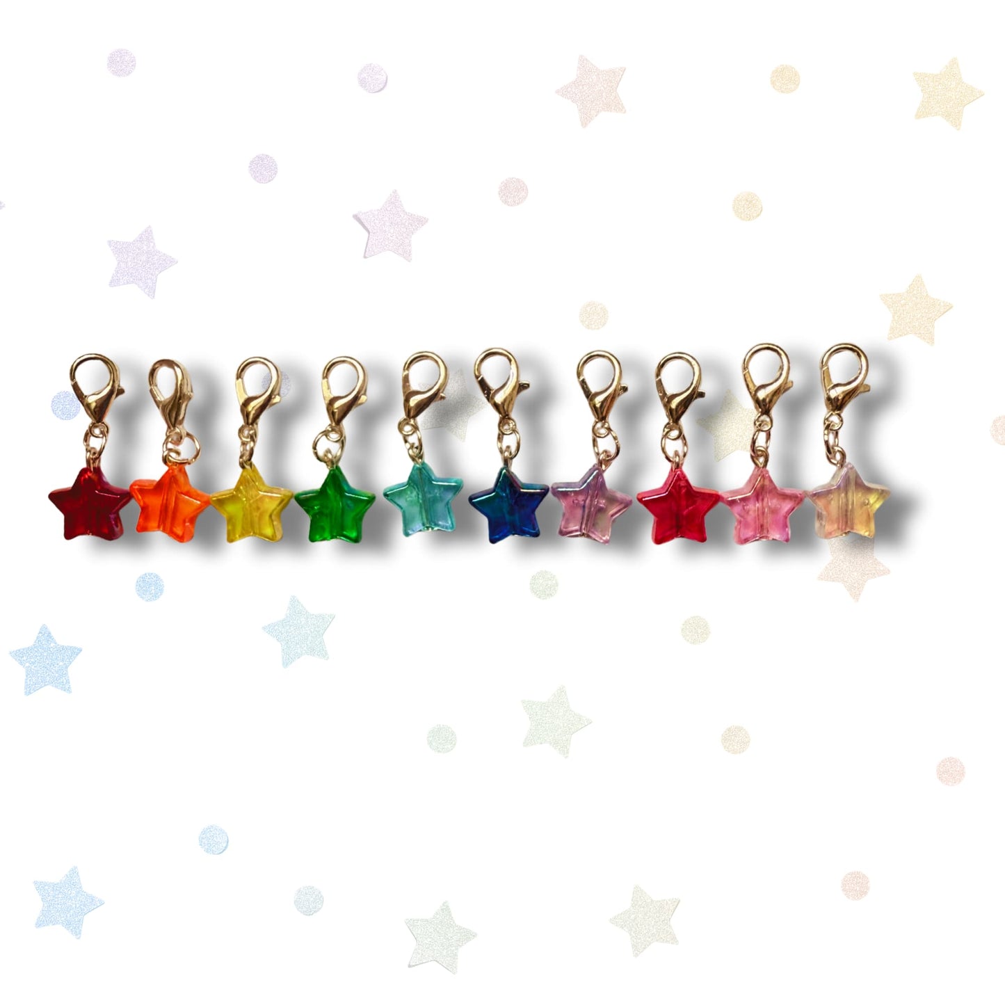 Rainbow Crochet Stitch Markers - Disco Stars