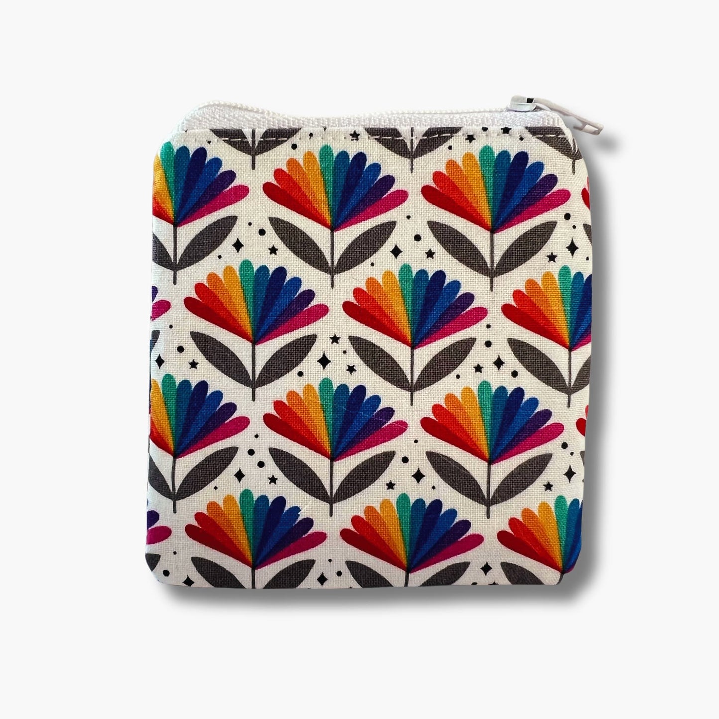 Rainbow Floral Print Zippered Knitting Notions Pouch - Flower a GoGo