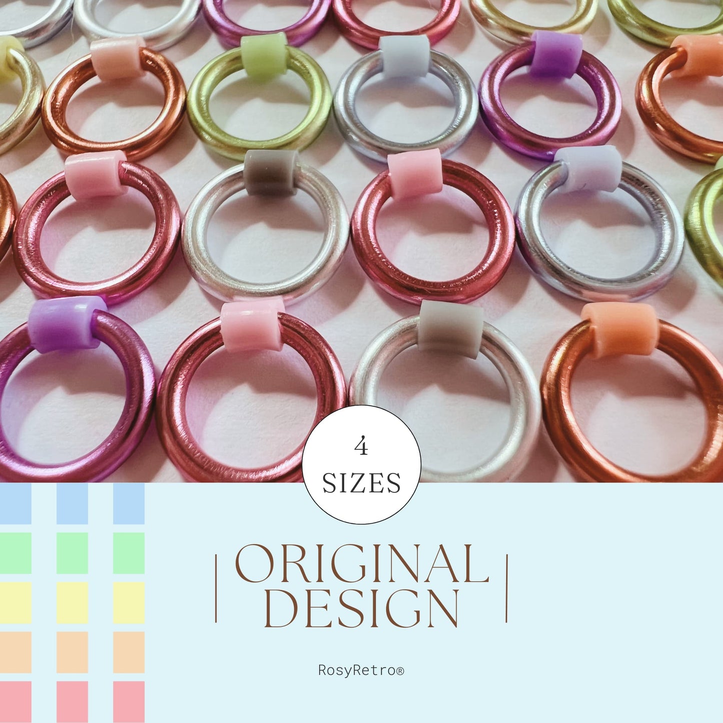 Pastel Stitch Markers for Sock, Lace & Knitting - Snag Free in 4 Sizes