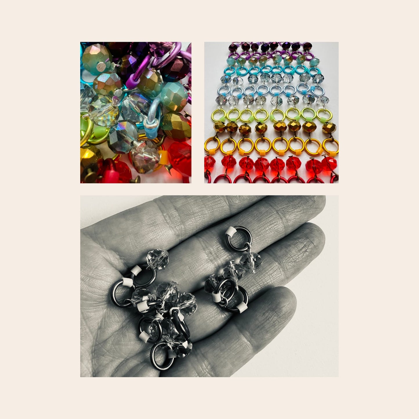 Crystal Glass Stitch Markers for Knitting, Snag Free - Enchanted Garden 1