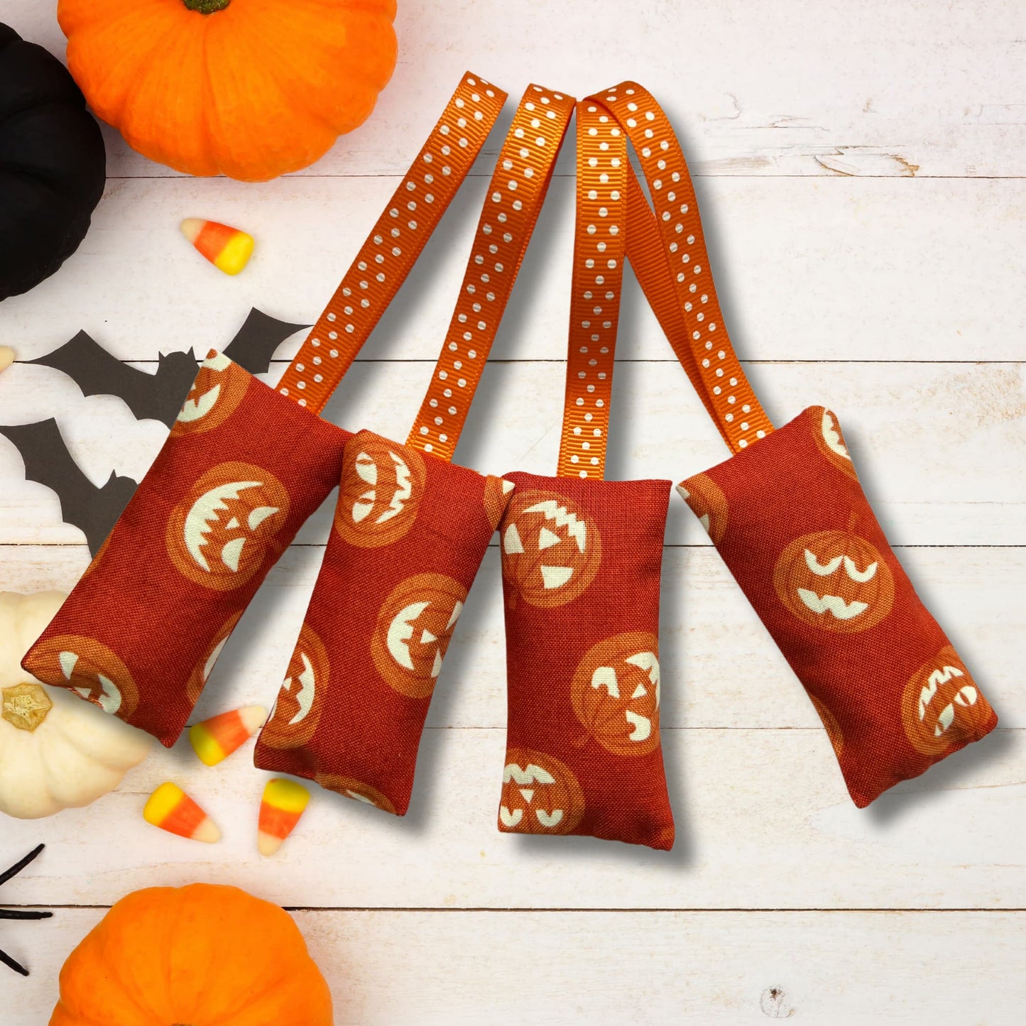 Halloween Gift, Lavender Sachets in Lewis & Irene Glow in the dark Pumpkin Fabric