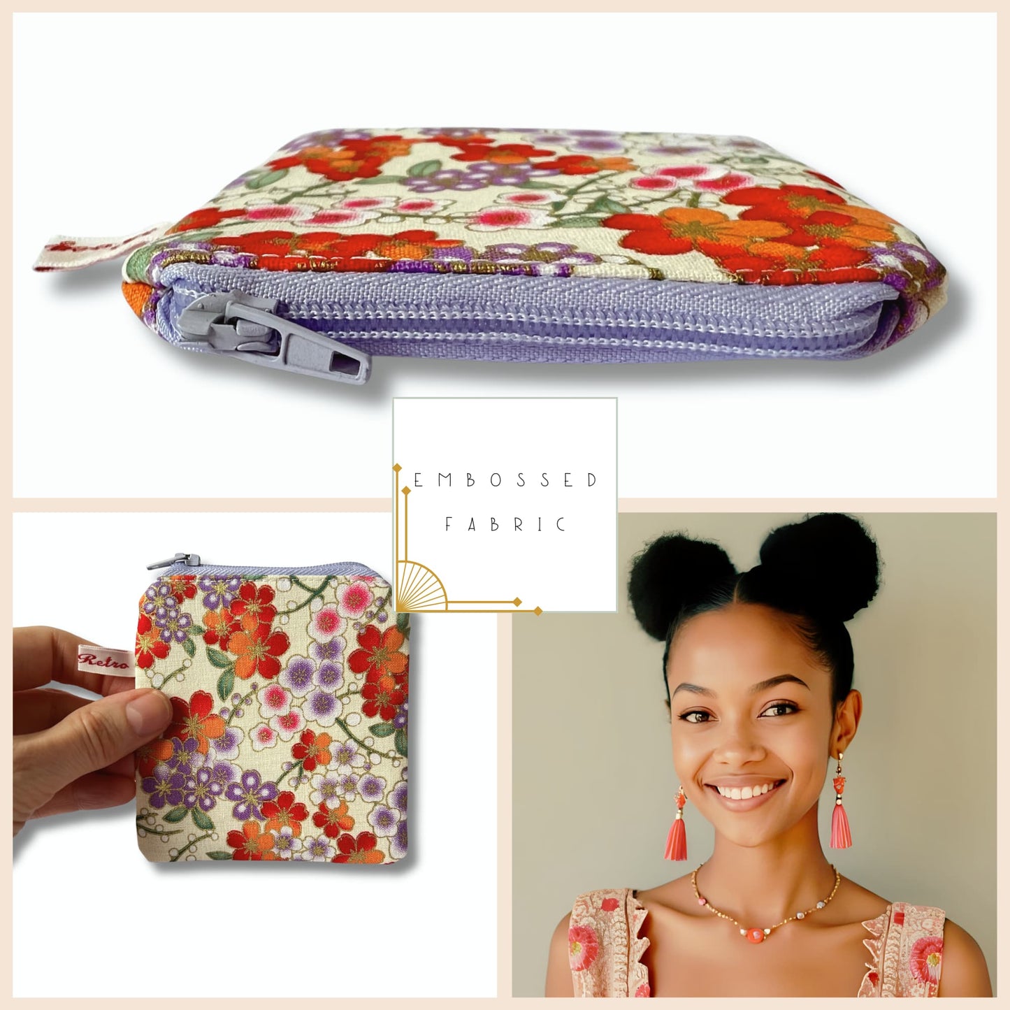 Travel Knitting Purse with Zip - Orange Blossom