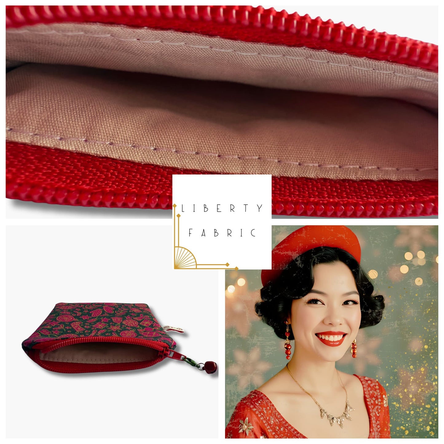 Limited Edition Liberty of London Christmas Fabric Mini Pouch for Knitters' Stitch Markers