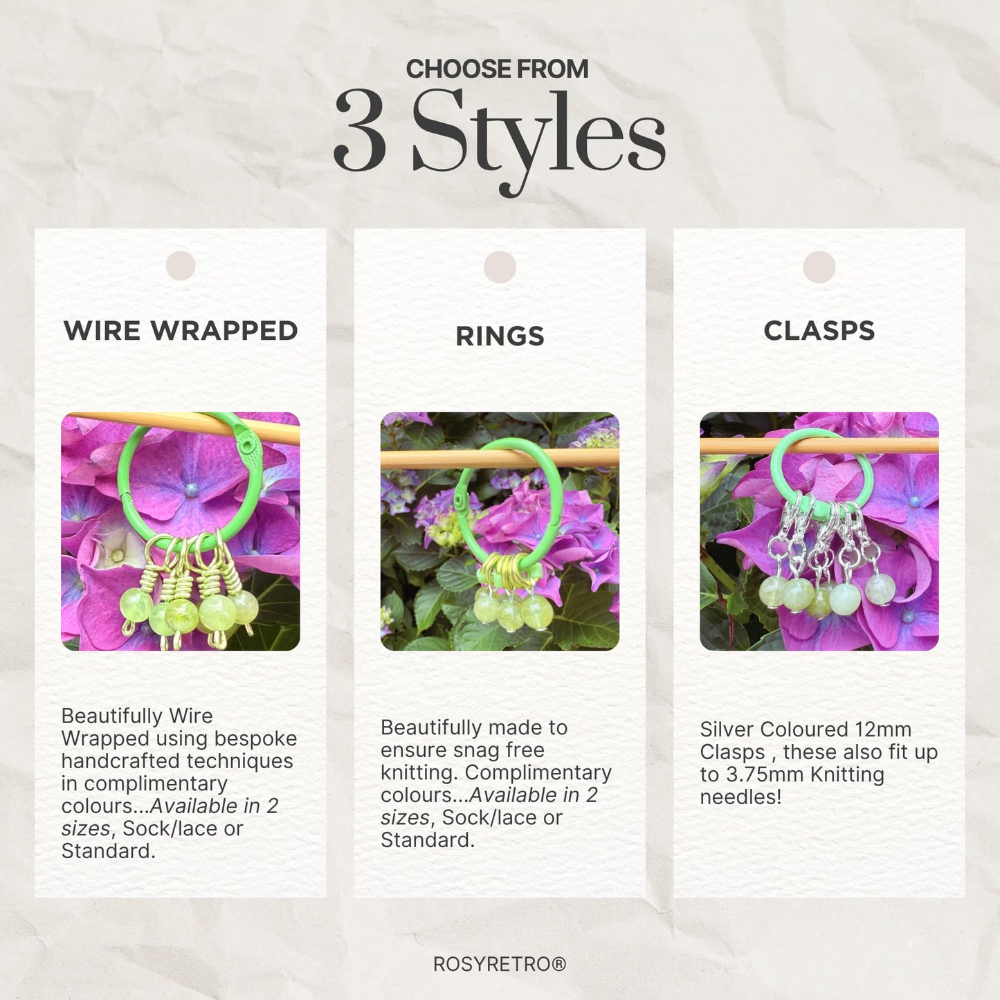 Jade Green Stitch Markers - Apple