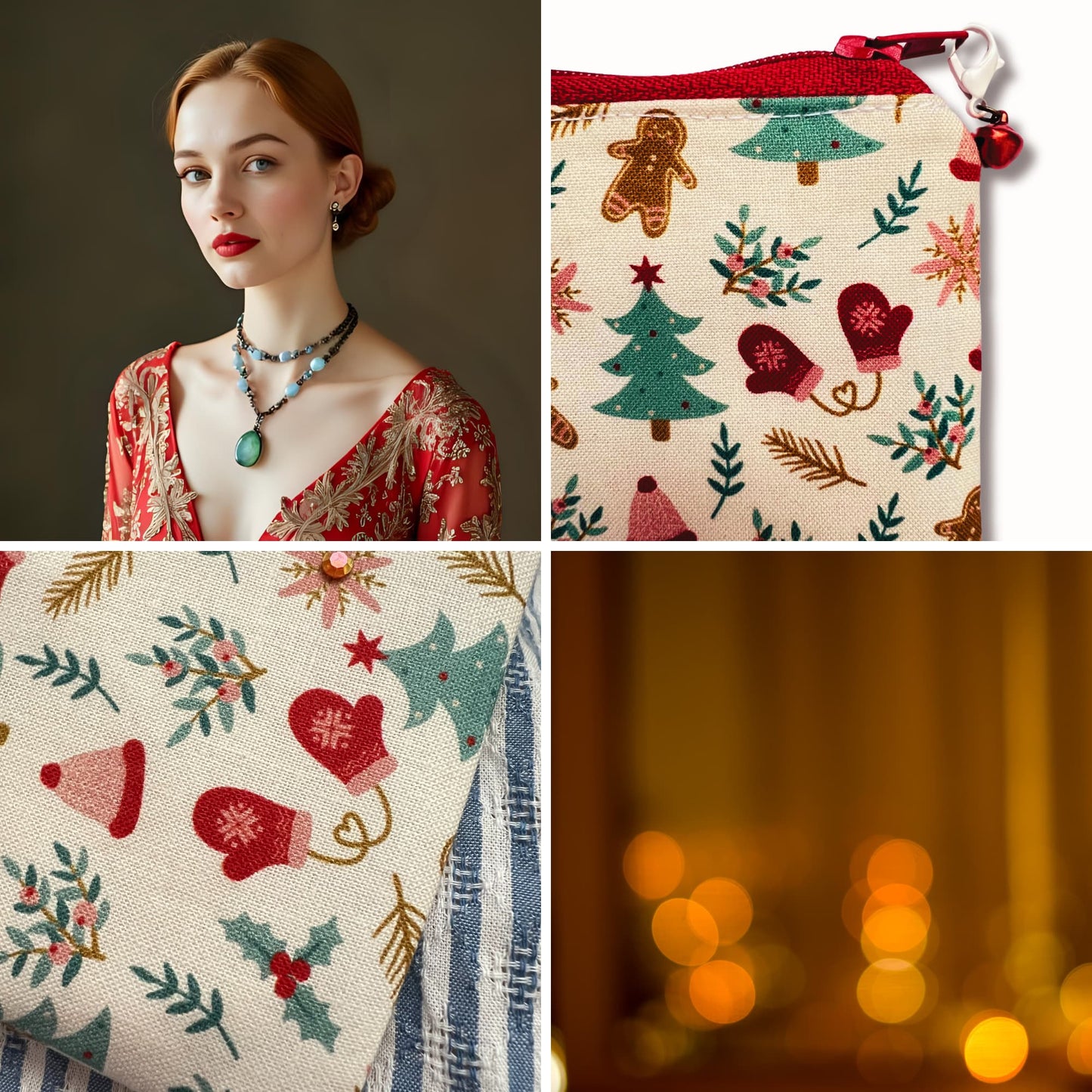 Christmas Knitting purse - Gingerbread Sparkle