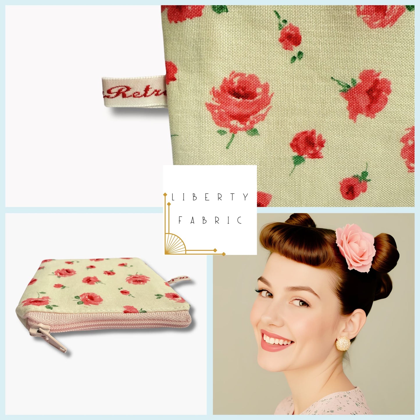 Liberty Fabric Mini Floral Rose Knitting Case for Portable Projects