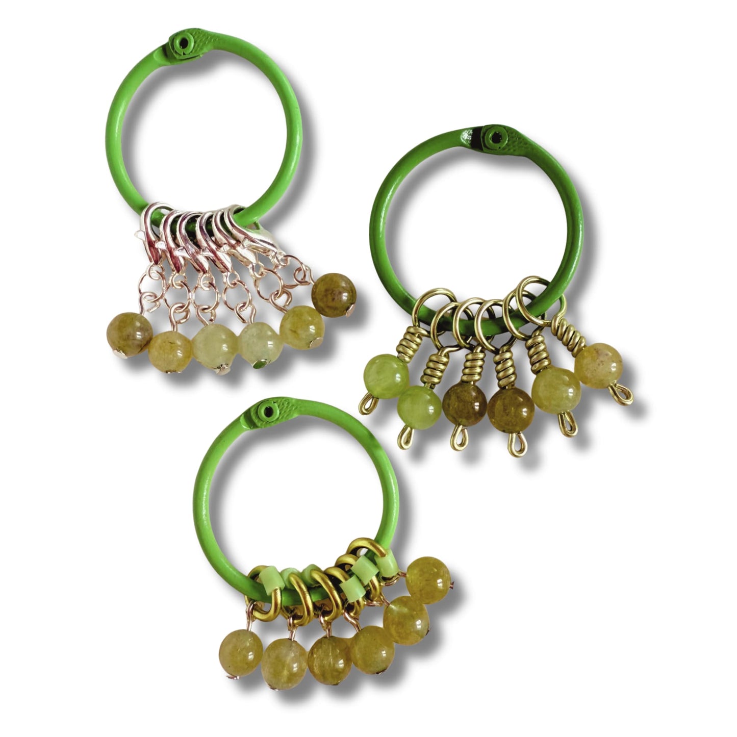 Jade Green Stitch Markers - Apple