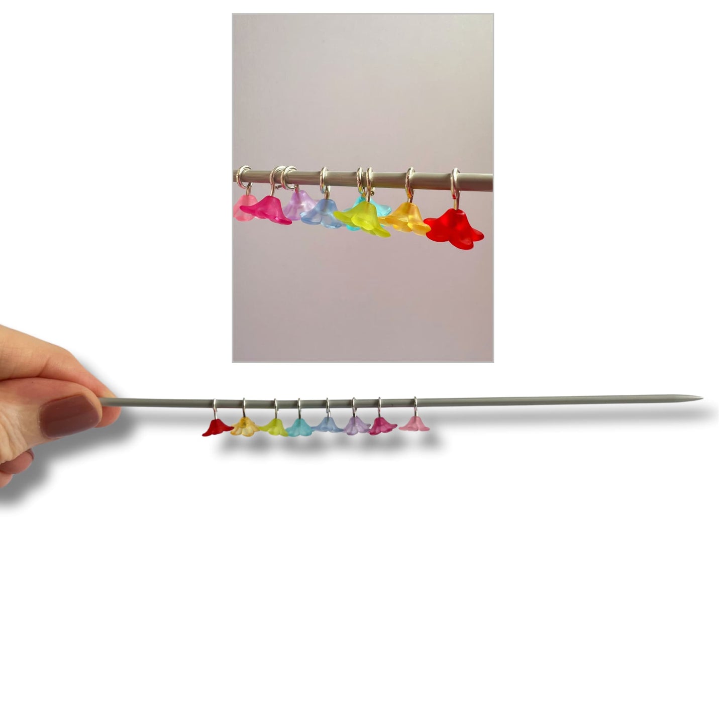 Stitch Markers for Sock & Lace Knitting , snag free - Teeny Flowers