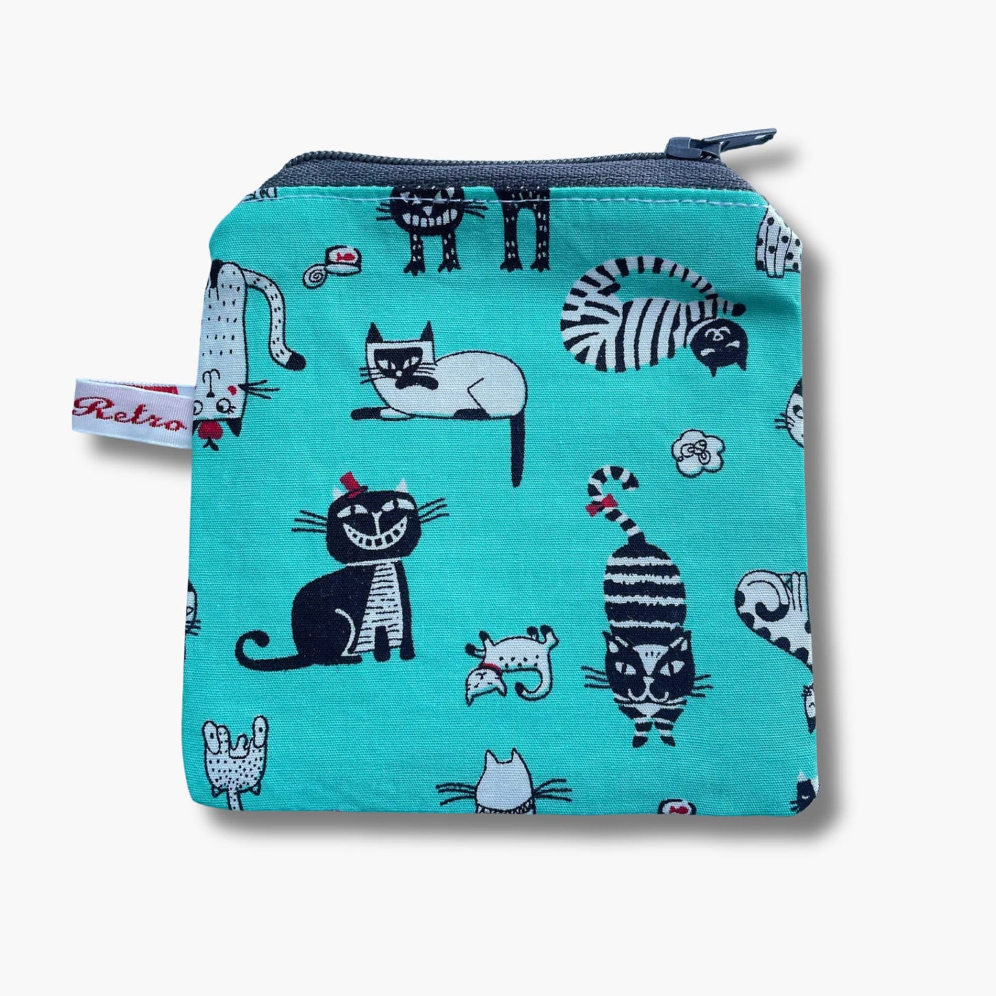 Cat Print Zippered Knitting Notions Pouch - Portable Stitch Marker Case