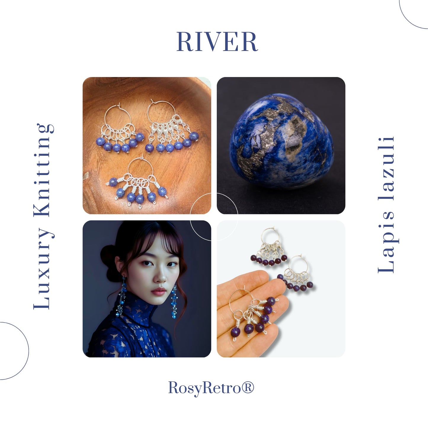 Lapis Lazuli Stitch Markers - River