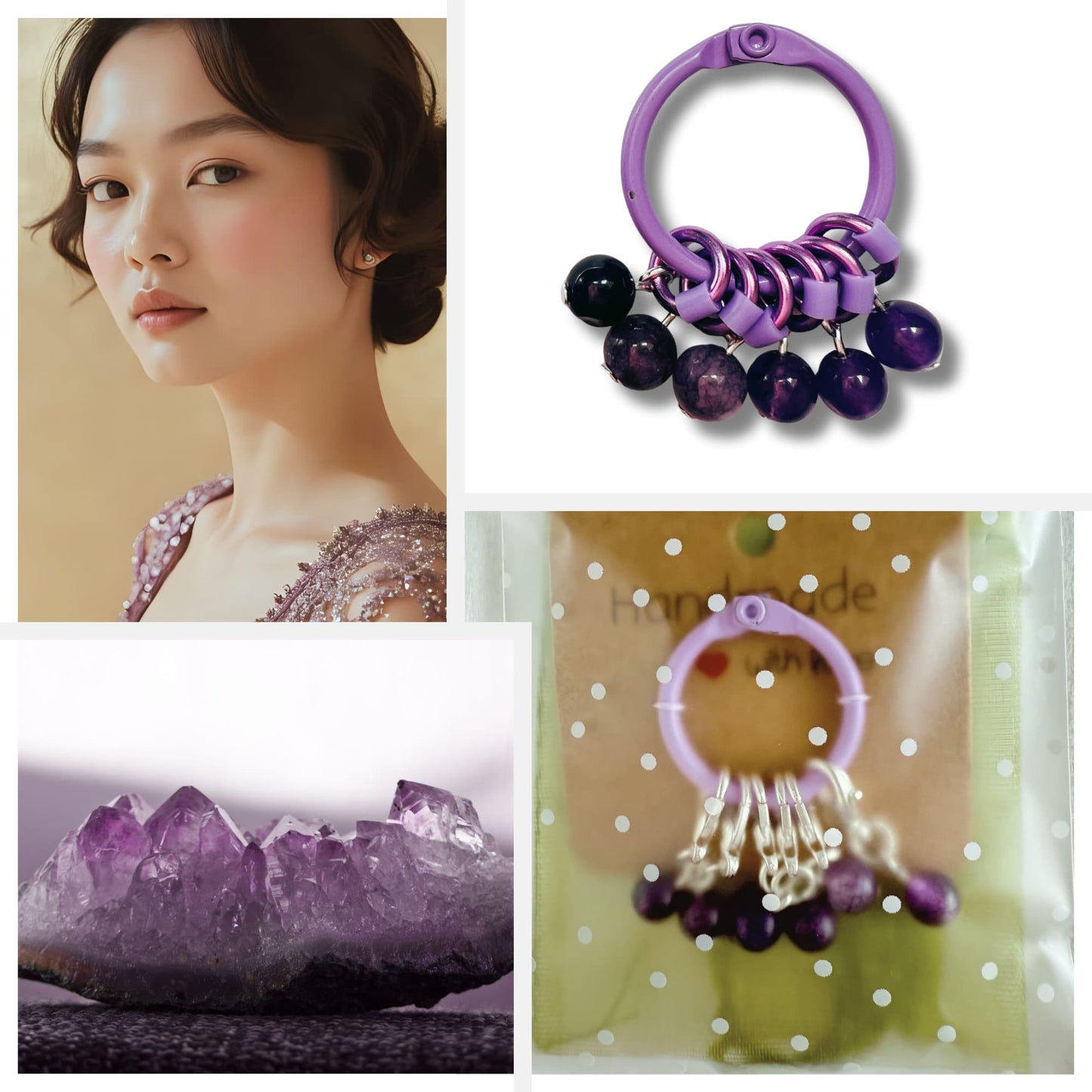 Amethyst Stitch Markers - Grape