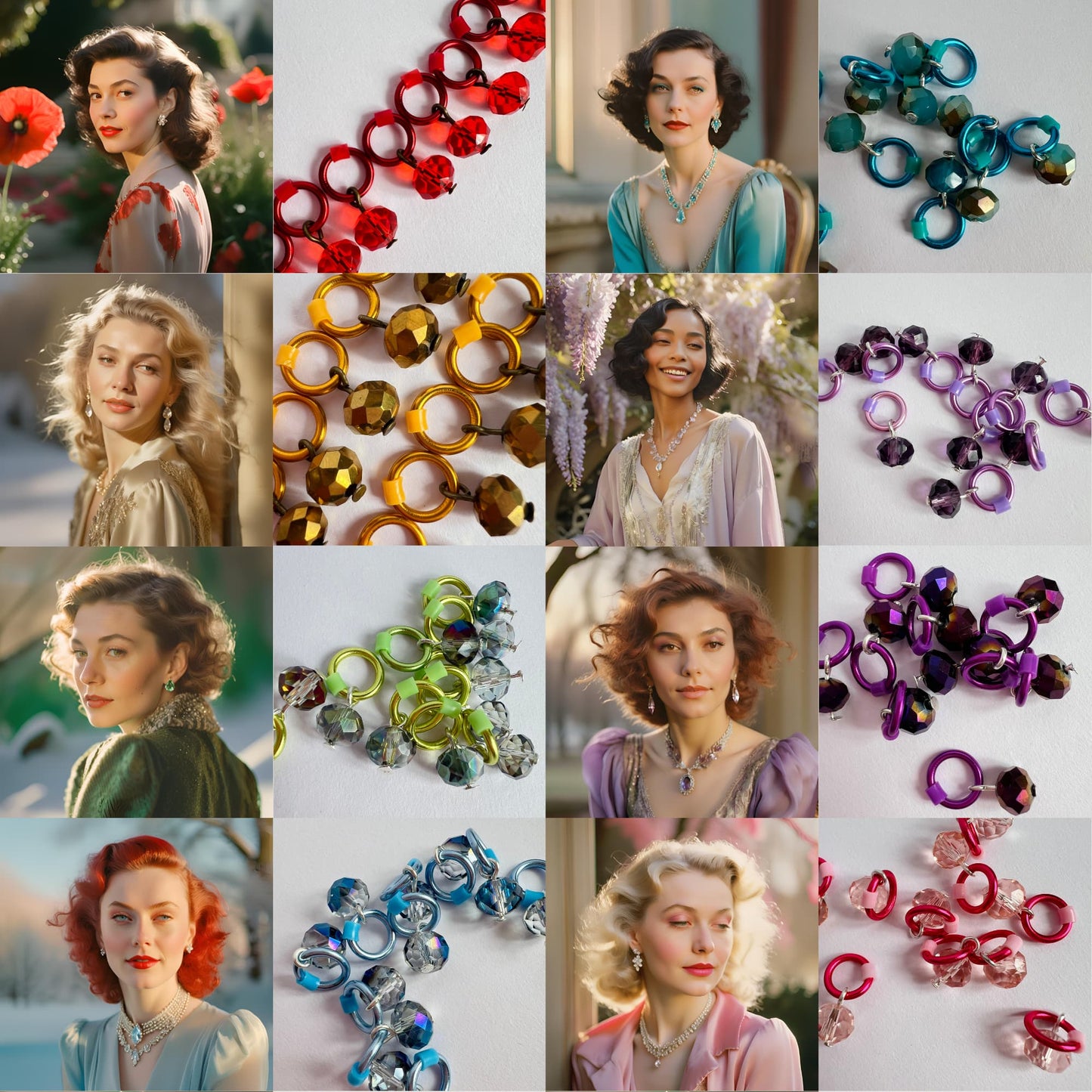 Crystal Glass Stitch Markers for Knitting, Snag Free - Enchanted Garden 1
